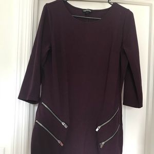 Express plum dress three quarter sleeve
